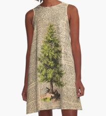 Pine Tree,Cedar Tree,Forest,Nature Dictionary Art,Christmas Tree A-Line Dress