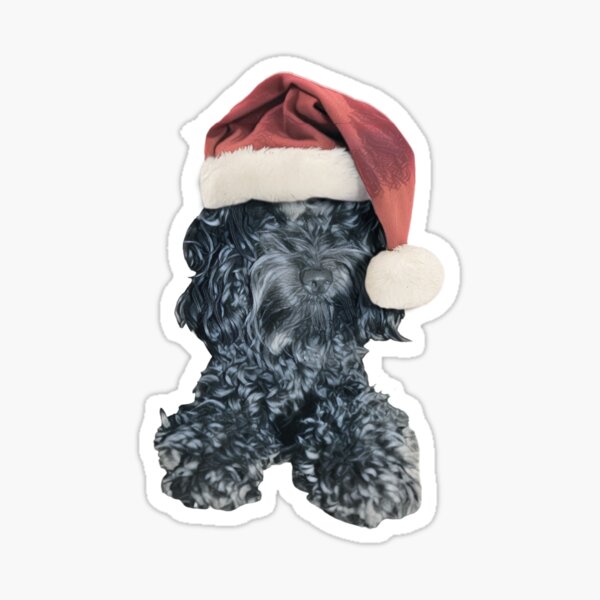 Cockapoo in a Christmas Santa Hat (Red) Sticker