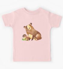 Cute Watercolor Woodland Baby Bear Kids Tee