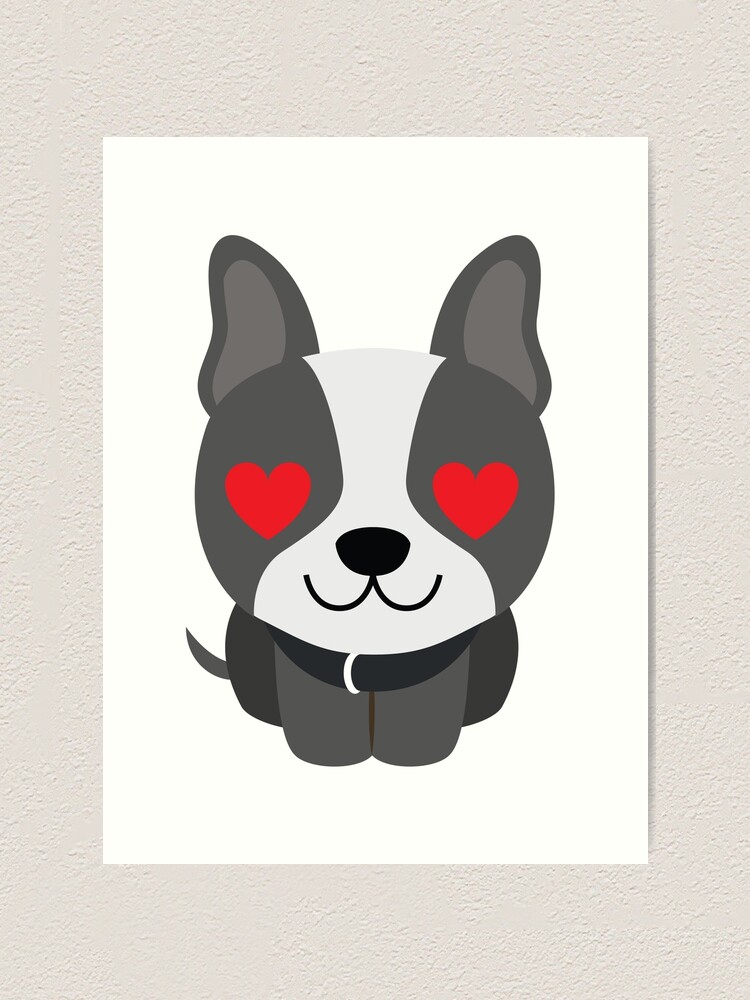 "Boston Terrier Emoji Heart and Love Eyes" Art Print by teeandmee