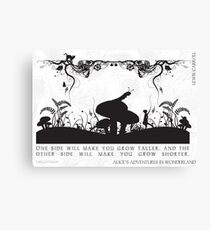 Alice's Adventures in Wonderland Black and White Illustrated Quote Canvas Print