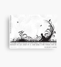 Secret Garden Black and White Illustrated Quote Canvas Print