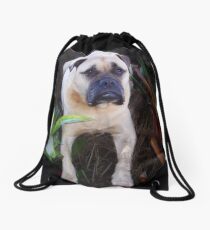 Man and woman and child's best friend Drawstring Bag