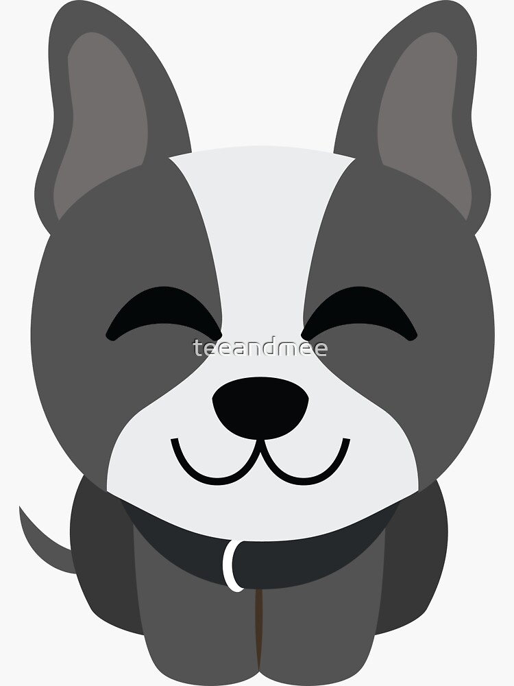 "Boston Terrier Emoji Delighted Cheerful Look" Sticker by teeandmee