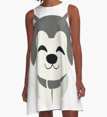 Siberian Husky Emoji Delighted Cheerful Look A-Line Dress