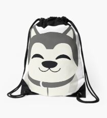 Siberian Husky Emoji Delighted Cheerful Look Drawstring Bag