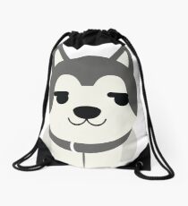 Siberian Husky Emoji Secretly Happy Face Drawstring Bag