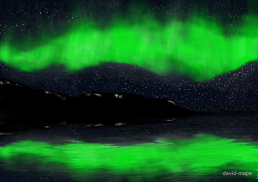 "Aurora Borealis Digital Draw" by davidmape Redbubble