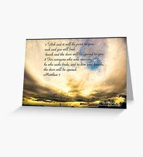 Bible Verse Matthew 7:7-8 Greeting Card