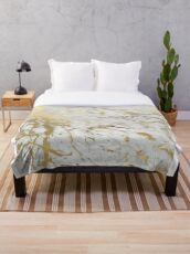 Gold Marmor auf Weiß (Original Höhe Qualitätsdruck) Fleecedecke