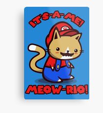 It's-a-me! Meow-rio! (Text ver.) Metal Print