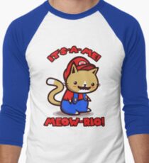 It's-a-me! Meow-rio! (Text ver.) Men's Baseball ¾ T-Shirt