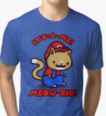 It's-a-me! Meow-rio! (Text ver.) Tri-blend T-Shirt