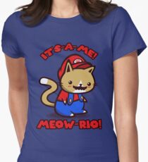 It's-a-me! Meow-rio! (Text ver.) Women's Fitted T-Shirt