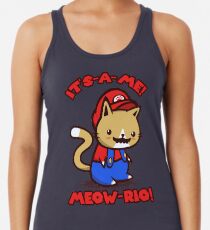 It's-a-me! Meow-rio! (Text ver.) Racerback Tank Top
