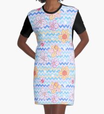 Daffodil Chevron Pattern Graphic T-Shirt Dress