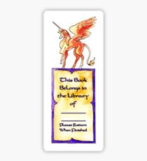 Orange Unicorn Pegasus Bookplate Sticker