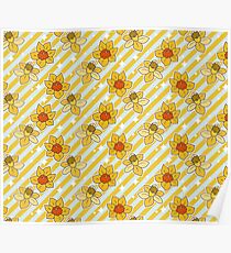 Daffodils Striped Pattern Poster