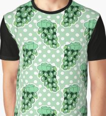 White Grapes Green Polk-a-dot Pattern Graphic T-Shirt