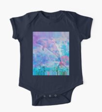 Body de manga corta para bebé Delfín de Vaporwave en el cielo