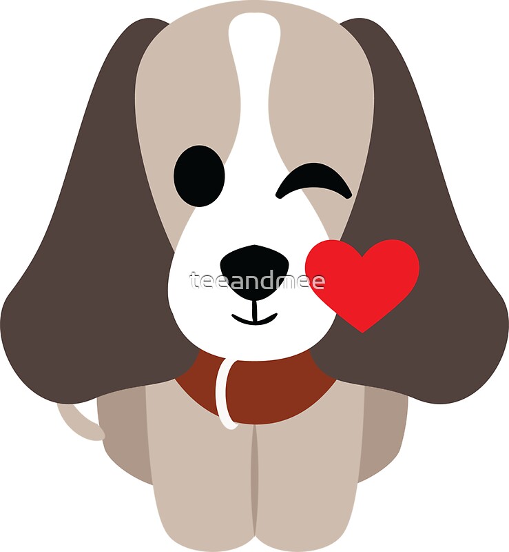 "Beagle Dog Emoji Flirting and Blowing Kiss" Stickers by teeandmee Redbubble