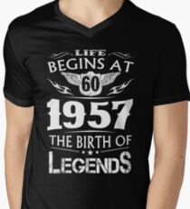 Life Begins At 60 1957 The Birth Of Legends Men's V-Neck T-Shirt