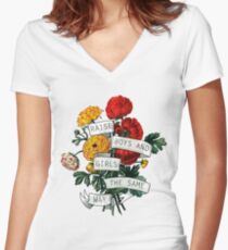 Camiseta entallada de cuello en V Criar niños y niñas de la misma manera