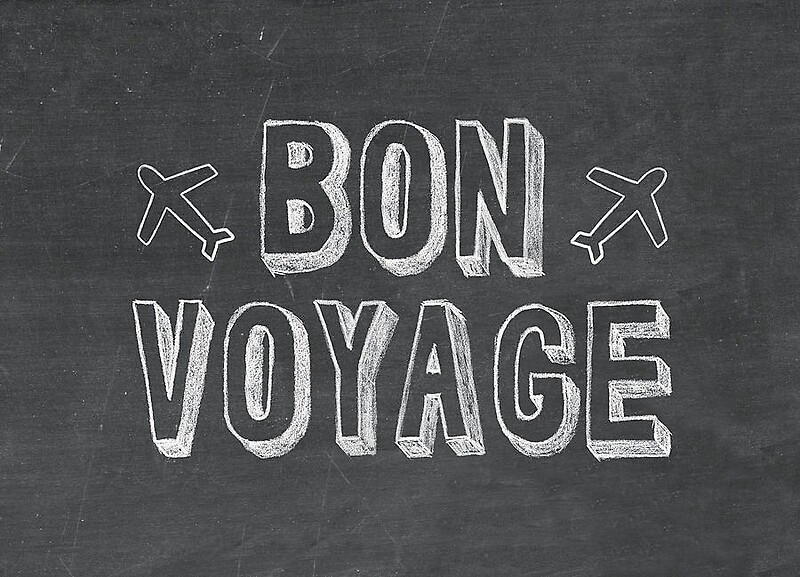 Ya later. Bon Voyage. Bon Voyage drawing. Chalkboard Card. Blackboard logo.