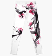 Watercolor Spring blossoms - japanese symbol Leggings