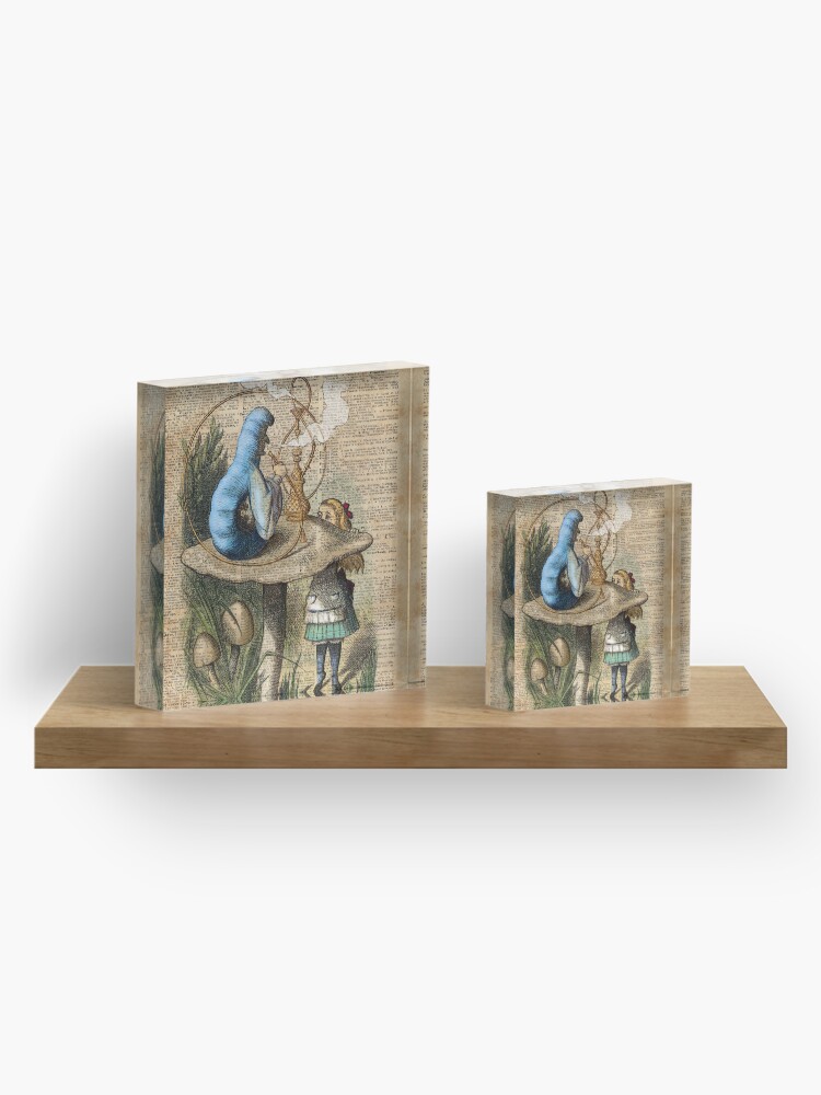 Alternate view of Alice,Mushroom and Jin,Vintage Dictionary Art Acrylic Block