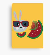 Hungriger Hipster Hase Leinwanddruck