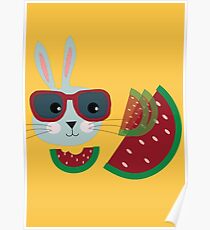 Hungriger Hipster Hase Poster