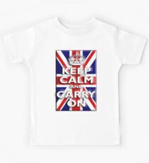 Keep Calm, & Carry On, Union Jack, Flag, Blighty, UK, GB, Be British! Kids Tee