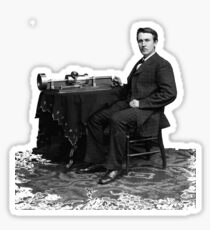 Edison and his invention the phonograph in 1878 Sticker