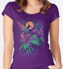 Lila Garten Tailliertes Rundhals-Shirt