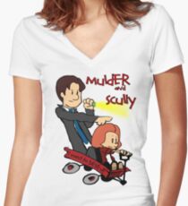 Mulder and Scully Women's Fitted V-Neck T-Shirt
