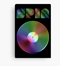 Spin - Vinyl LP Record & Text - Metallic - Rainbow Canvas Print