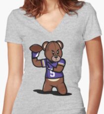 VICTRS - Teddy Football™ Women's Fitted V-Neck T-Shirt