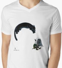 Drizzt und Guenhwyvar T-Shirt mit V-Ausschnitt für Männer