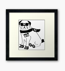 Lámina enmarcada Hipster Pug - Personaje de dibujos animados lindo perro - Puggle