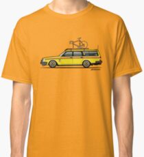 Yellow Volvo 245 Wagon With Roof Rack and Vintage Bicycle Classic T-Shirt