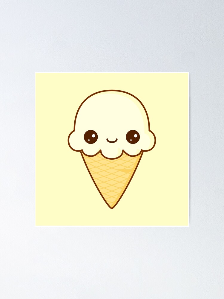 Download "Kawaii Happy vanilla Ice cream cone" Poster by TriBrush ...