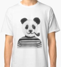Cool Hipster Panda Bear Smoking Pipe Classic T-Shirt