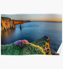 Cliffs of moher sunset county clare ireland Poster