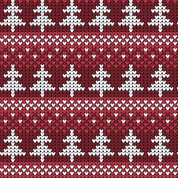 Artwork thumbnail, Abstract Winter Holiday Seamless Knitting Pattern with Christmas Trees. Christmas Knitting Sweater Design. Wool Knitted Texture by vectormarketnet