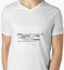 hope perches the soul, sings without words - emily dickinson Men's V-Neck T-Shirt