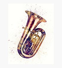 Tuba Abstract Watercolor Photographic Print