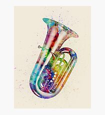 Tuba Abstract Watercolor Photographic Print