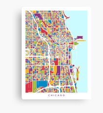 Chicago City Street Map Canvas Print