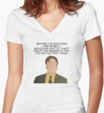 Dwight Idiot The Office Quotes Women's Fitted V-Neck T-Shirt